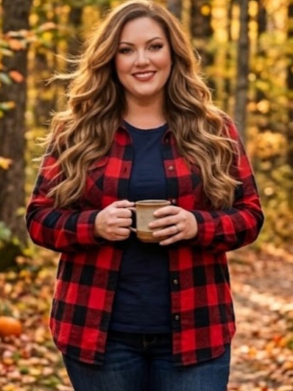 Natural Reflections Red & Black Buffalo Check Flannel Shirt
